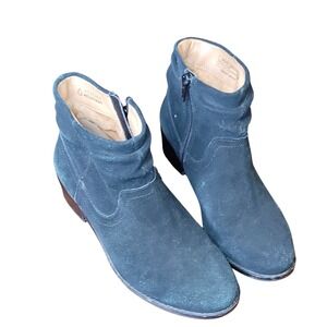 Vionic‎ Womens Black Suede Ankle Boots Weather Resistant Block Heel Zip